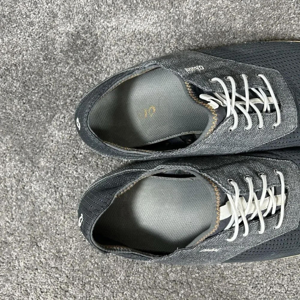 OluKai Nohea Moku Mens Size 10.5 Gray Black No Tie Boat Beach Slip On Shoes Used